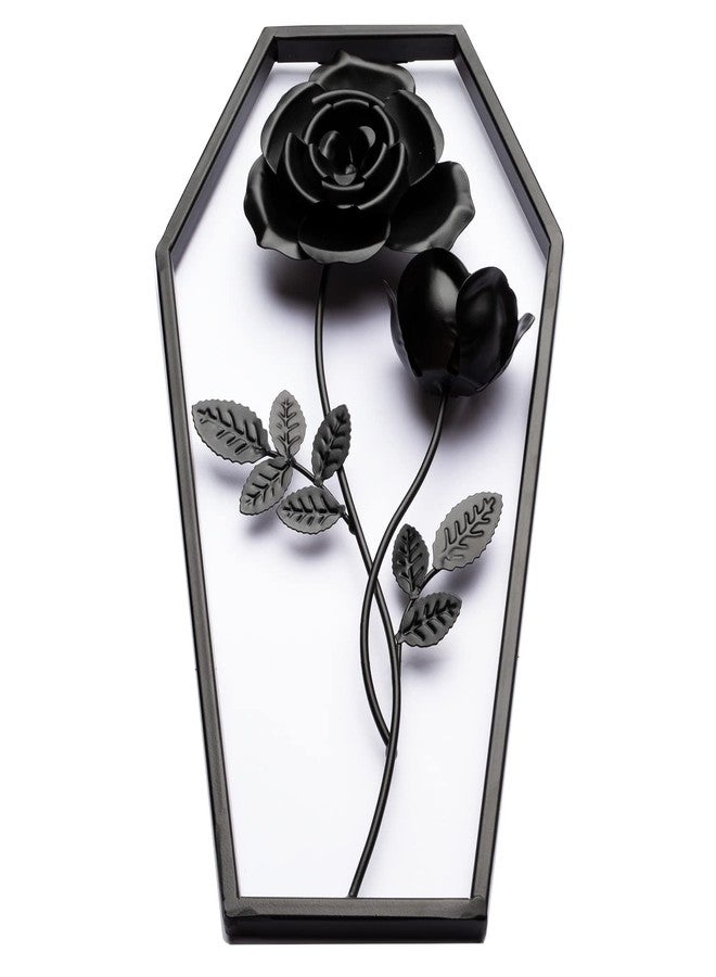 IRISVITA Metal Rose Coffin - Floral Gothic Wall Mount - Black Horror, Witchy & Halloween Decor - Image 2